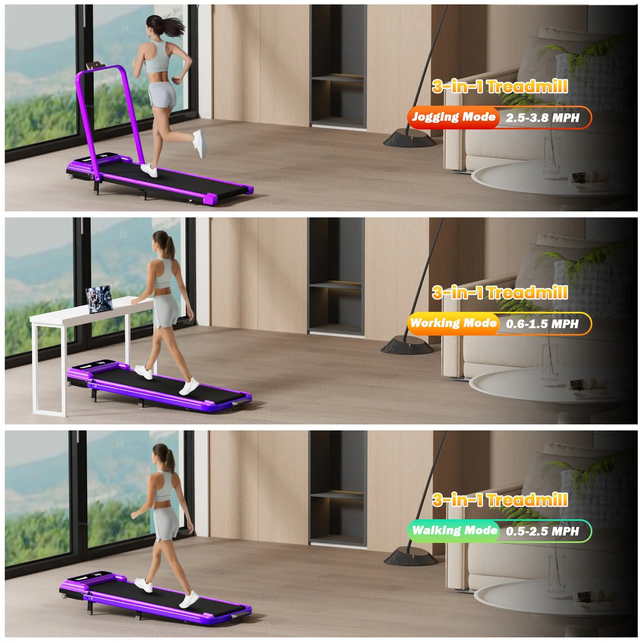Walking Pad Treadmill with Handle