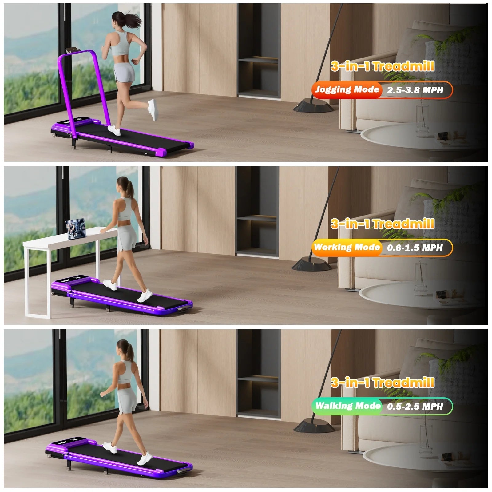 Walking Pad Treadmill with Handle